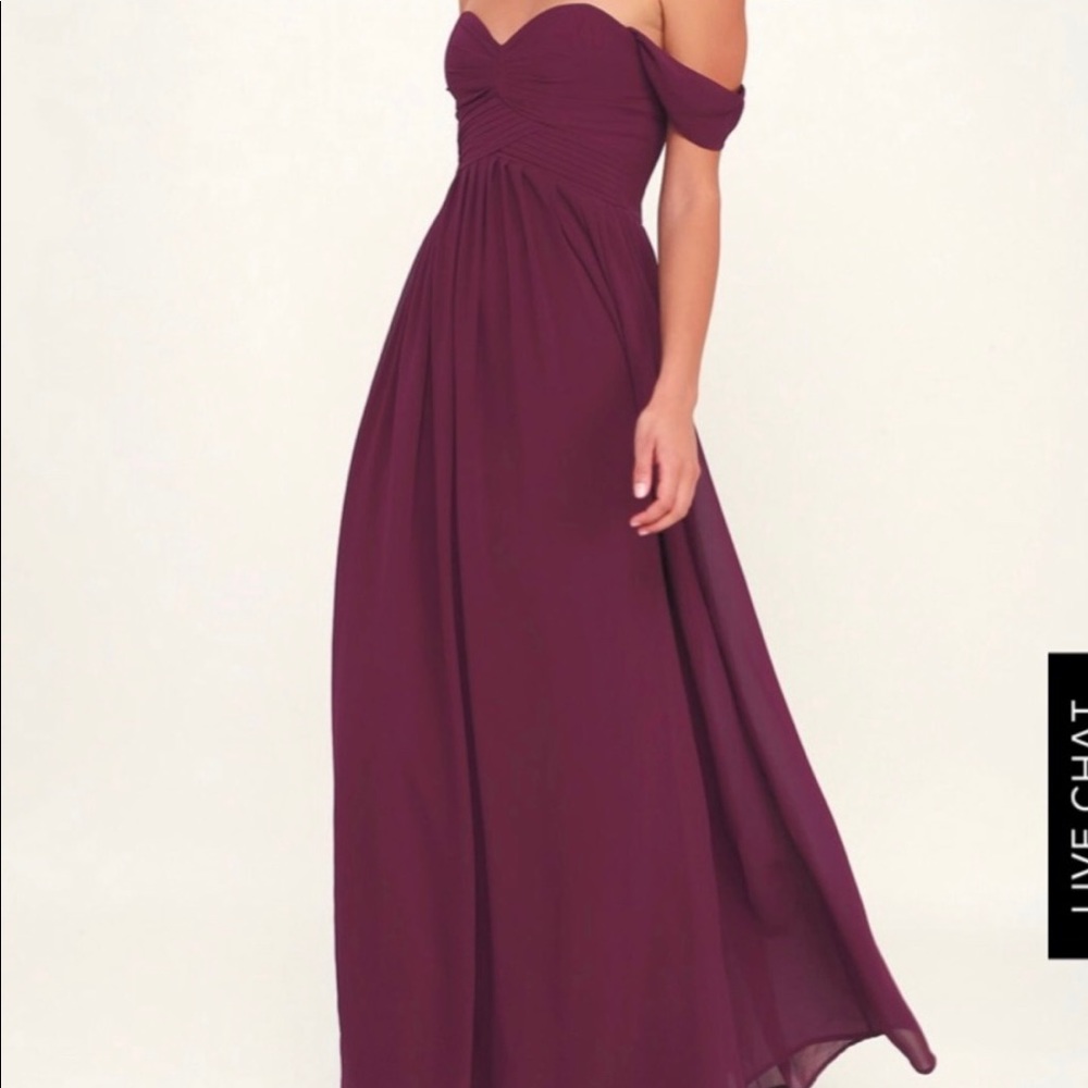 LULU’S Off The Shoulder Burgundy Dress